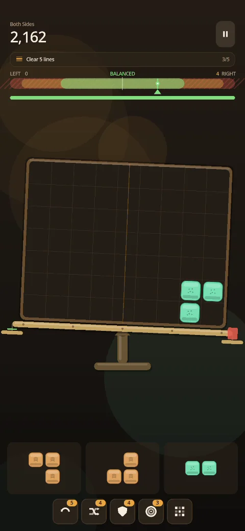 Balance Blast gameplay with the scale tilted to one side